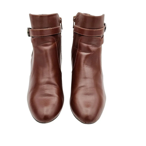 Bass Womens Angie Buckle Ankle Wedge Boots Booties Size 9M Brown - Picture 2 of 12